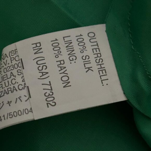 Zara Women 100% Silk Halter Neck Emerald Green Floral Detail A-Line Dress Size L - Picture 14 of 16